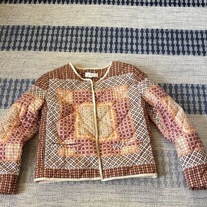 Anthropologie Brown, blush, and Cream Patterned Jacket